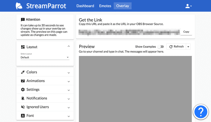 Screenshot of StreamParrot Configuration